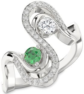 Diamond Silver Round Two Stone Promise Ring