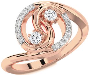 Diamond Rose Gold Round Two Stone Ring