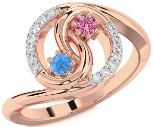 Diamond Rose Gold Round Two Stone Promise Ring