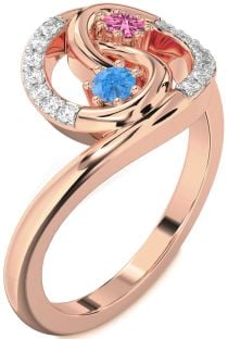 Diamond Rose Gold Round Two Stone Promise Ring