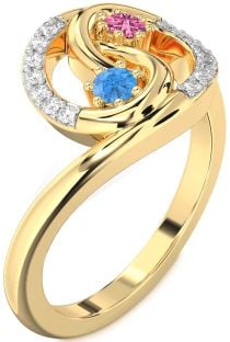 Diamond Gold Round Two Stone Promise Ring