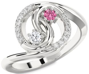 Diamond Silver Round Two Stone Promise Ring