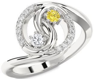 Diamond Silver Round Two Stone Promise Ring