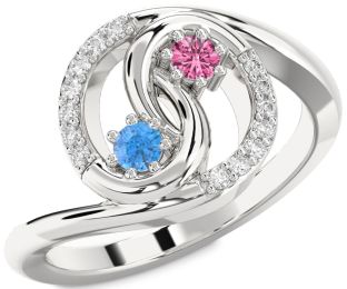 Diamond Silver Round Two Stone Promise Ring