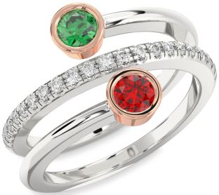 Diamond White Rose Gold Round Two Stone Promise Ring