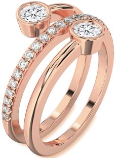Diamond Rose Gold Round Two Stone Ring