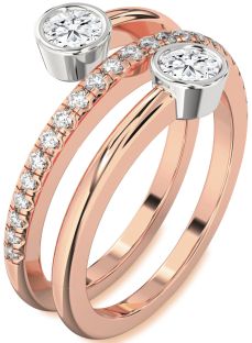 Diamond White Rose Gold Round Two Stone Ring