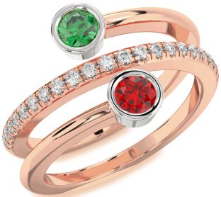 Diamond Platinum & Rose Gold Round Two Stone Promise Ring