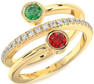 Diamond Gold Silver Round Two Stone Promise Ring