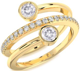 Salt & Pepper Diamond Gold Round Two Stone Ring