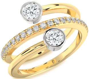 Diamond White Yellow Gold Round Two Stone Ring