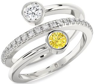 Diamond Silver Round Two Stone Promise Ring