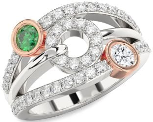 Diamond White Rose Gold Evil Eye Round Two Stone Promise Ring