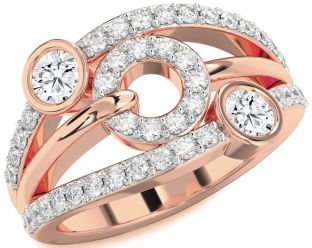 Diamond Rose Gold Evil Eye Round Two Stone Ring