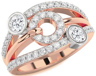 Diamond Platinum & Rose Gold Evil Eye Round Two Stone Ring