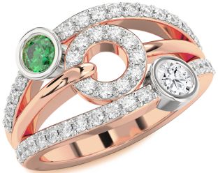 Diamond White Rose Gold Evil Eye Round Two Stone Promise Ring