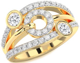 Diamond Gold Evil Eye Round Two Stone Ring