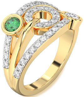 Diamond Gold Evil Eye Round Two Stone Promise Ring