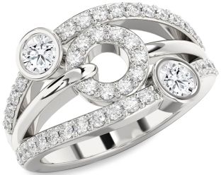 Diamond White Gold Evil Eye Round Two Stone Ring