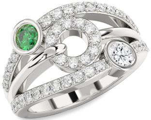 Diamond White Gold Evil Eye Round Two Stone Promise Ring