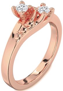 Diamond Rose Gold Heart Two Stone Ring