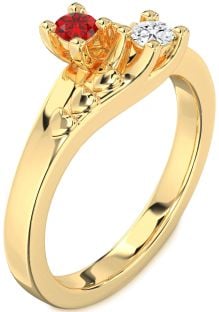 Gold Heart Two Stone Promise Ring