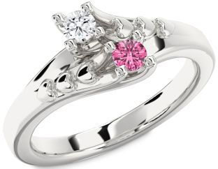 Silver Heart Two Stone Promise Ring