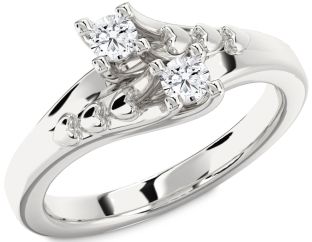 Diamond Platinum Heart Round Two Stone Ring