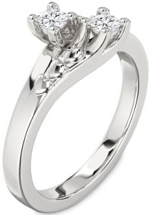 Diamond White Gold Heart Two Stone Ring