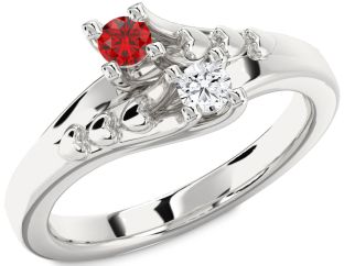 Silver Heart Two Stone Promise Ring