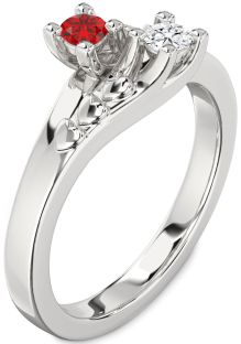 Platinum Heart Two Stone Promise Ring