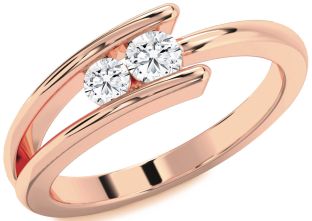 Diamond Rose Gold Round Two Stone Ring