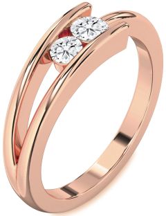 Diamond Rose Gold Round Two Stone Ring