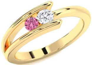 Gold Silver Round Two Stone Promise Ring