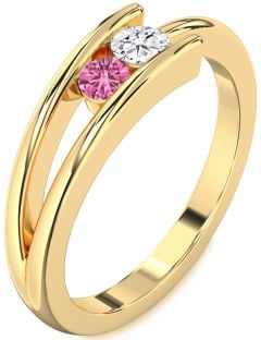 Gold Round Two Stone Promise Ring