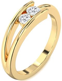 Diamond Gold Round Two Stone Ring