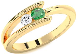Gold Round Two Stone Promise Ring