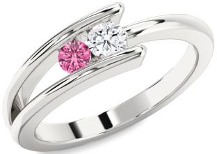 Silver Round Two Stone Promise Ring