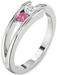 Platinum Round Two Stone Promise Ring