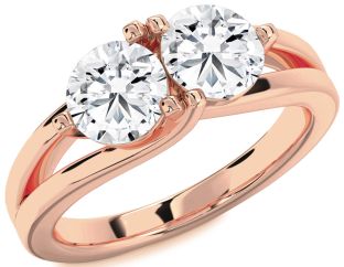 Diamond Rose Gold Round Two Stone Ring