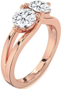 Diamond Rose Gold Round Two Stone Ring