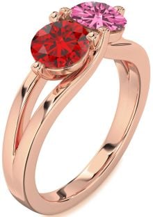 Rose Gold Round Two Stone Promise Ring