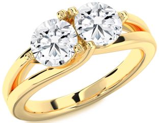 Diamond Gold Round Two Stone Ring