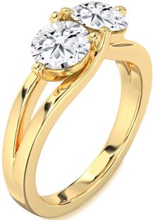 Diamond Gold Round Two Stone Ring