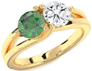 Gold Round Two Stone Promise Ring
