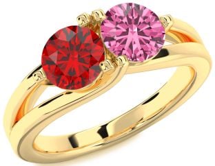 Gold Round Two Stone Promise Ring