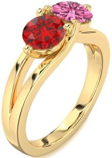 Gold Round Two Stone Promise Ring