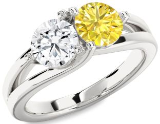 Silver Round Two Stone Promise Ring