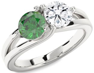 Silver Round Two Stone Promise Ring