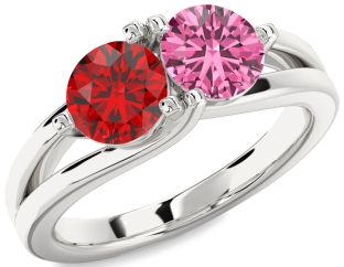 Silver Round Two Stone Promise Ring